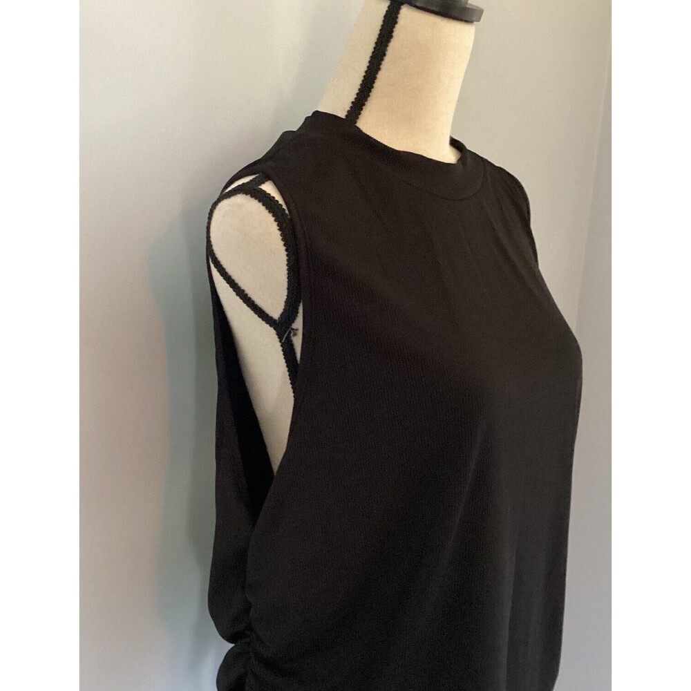 SHEIN Curve Black RibbedTank Top With Cinched Tie Side Crew Neck Plus Size 4XL - Picture 3 of 7